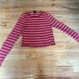 Long Sleeve Striped Red Shirt